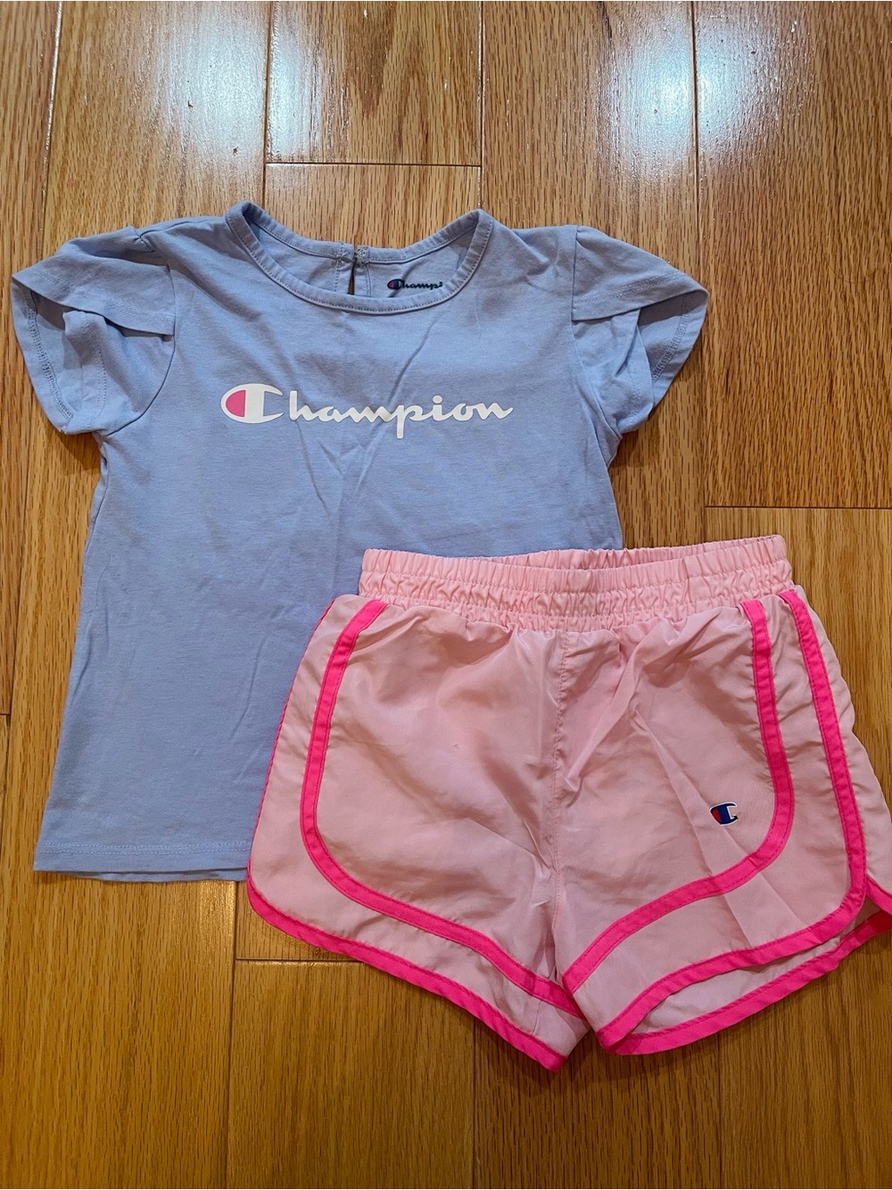 Champion Lavender Tee with Pink Shorts Girls Set